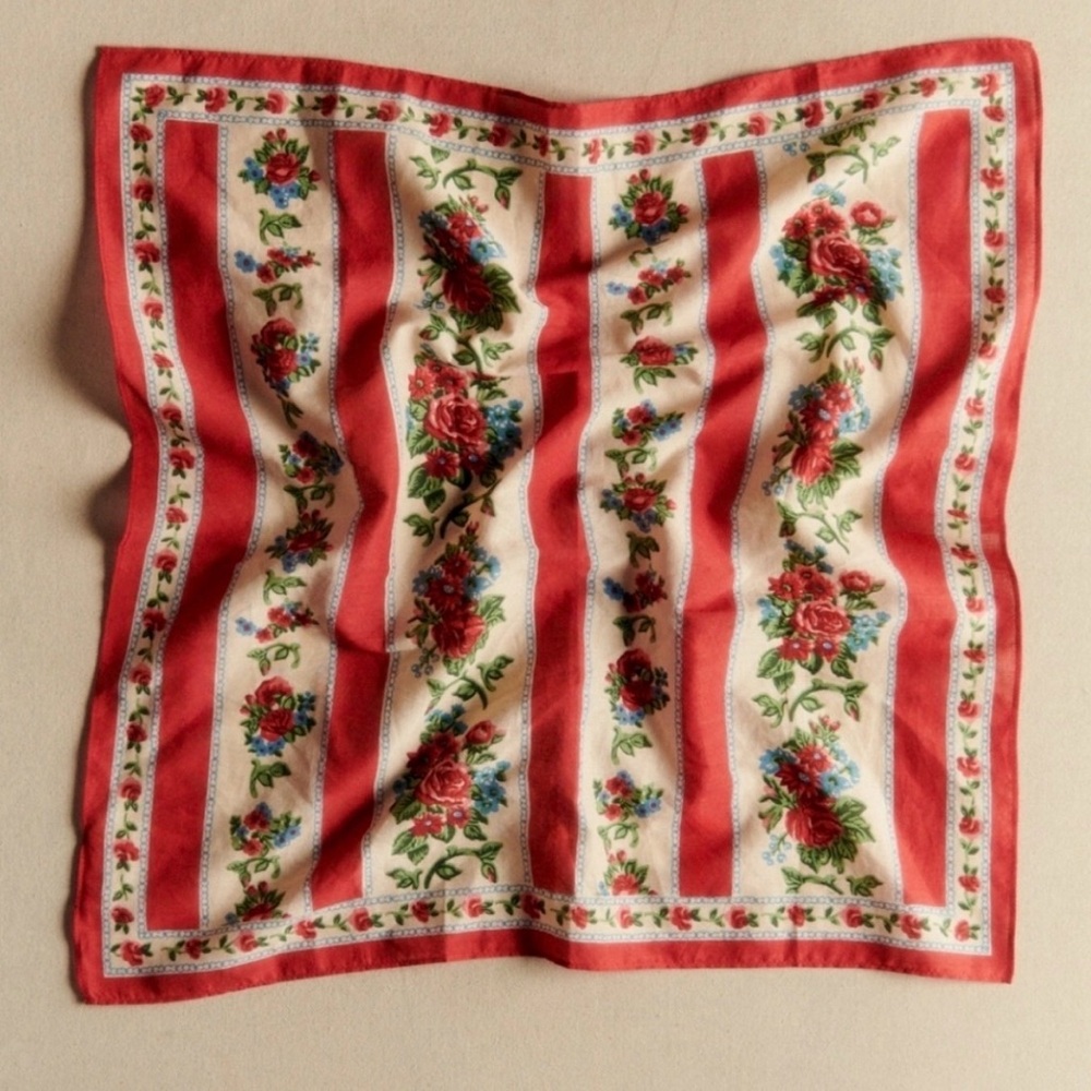 🇫🇷 Sézane Gaston Le Foulard Floral Striped Scarf - Picture 2 of 6